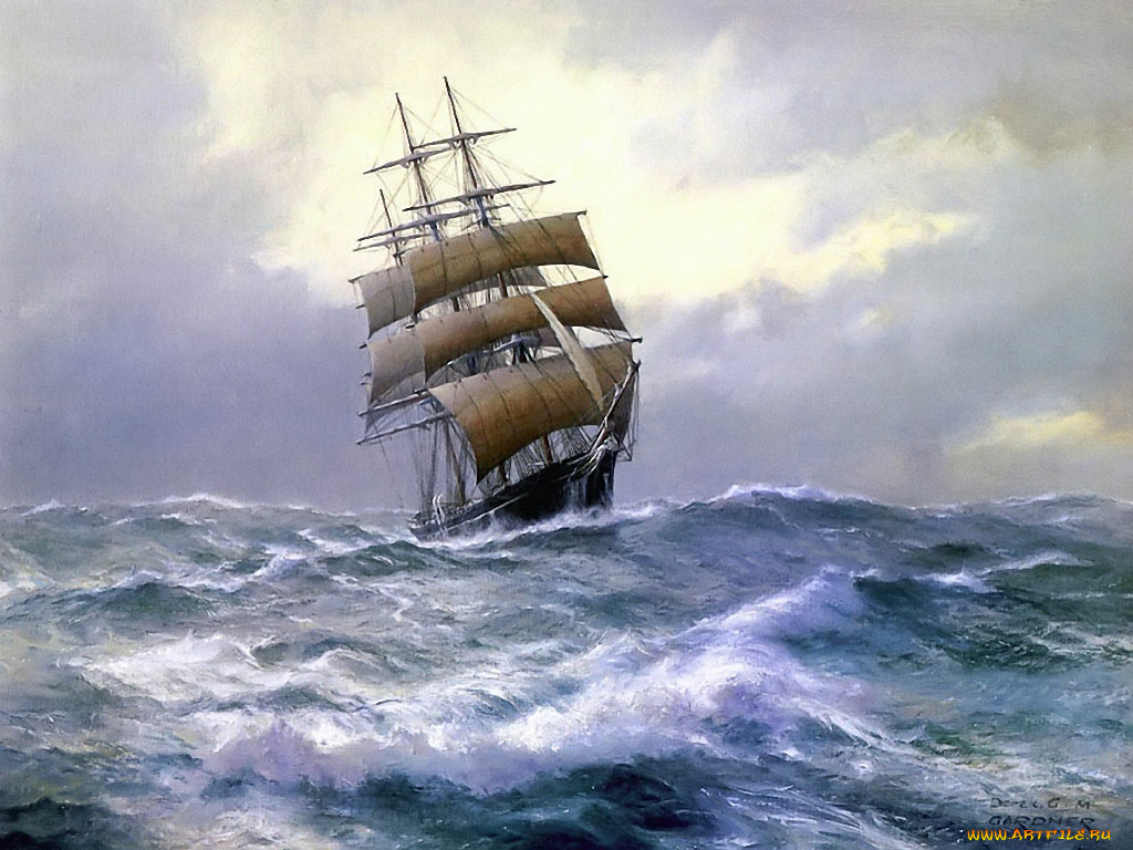 Корабль в бушующем море